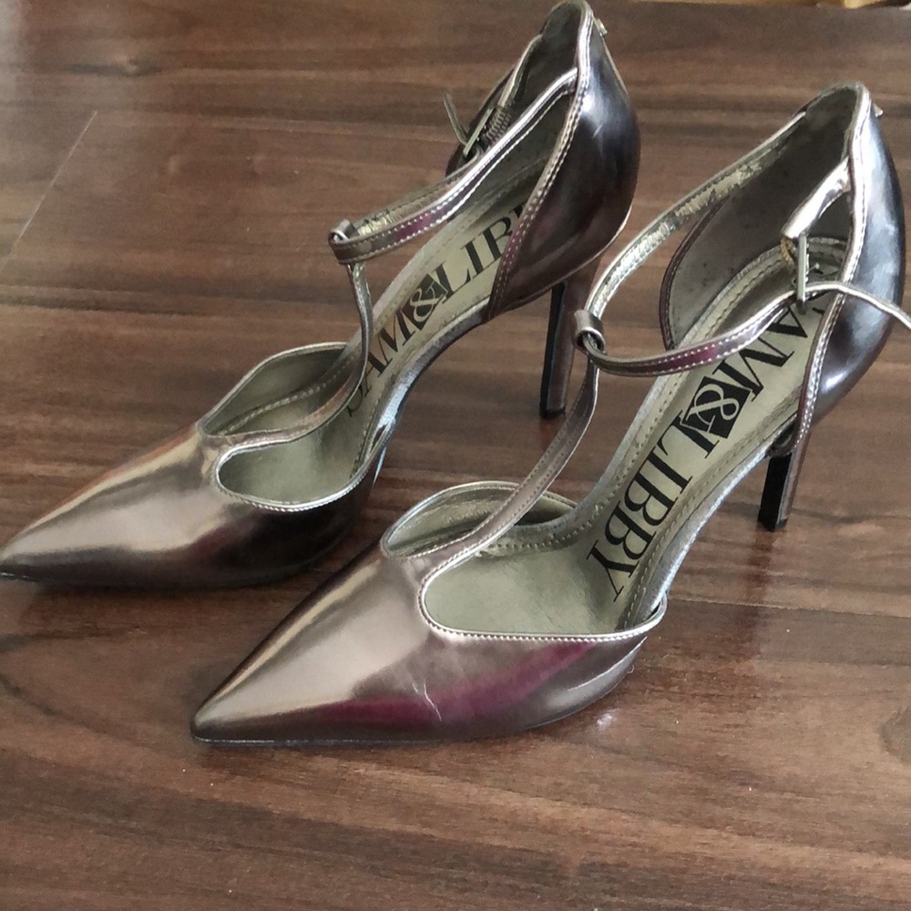 Gunmetal T-strap heels